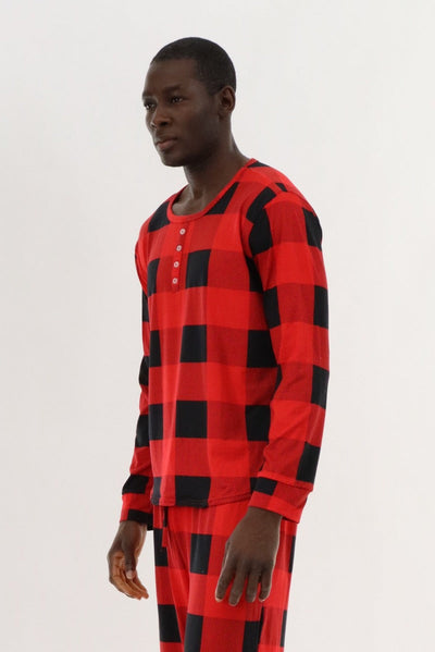 Canada Weather Gear Long Sleeve Printed Pajama Top - Red - Mens Pajamas - Canada Weather Gear