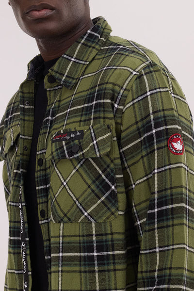 Canada Weather Gear Plaid Button Up Casual Shirt - Olive