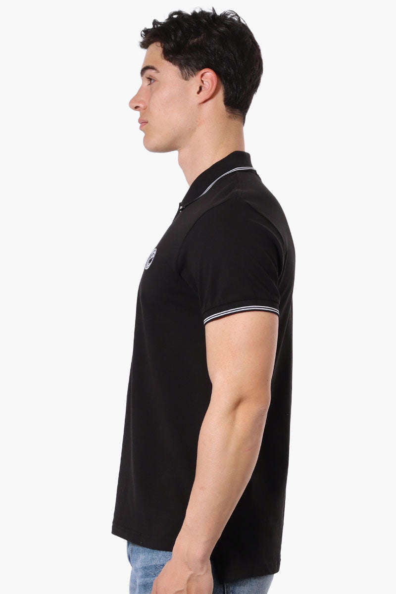 Canada Weather Gear Knit Striped Detail Polo Shirt - Black - Mens Polo Shirts - Canada Weather Gear