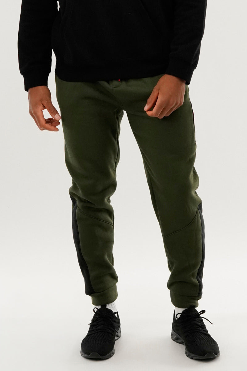 Canada Weather Gear Fleece Contrast Insert Jogger - Olive - Mens Joggers & Sweatpants - Canada Weather Gear
