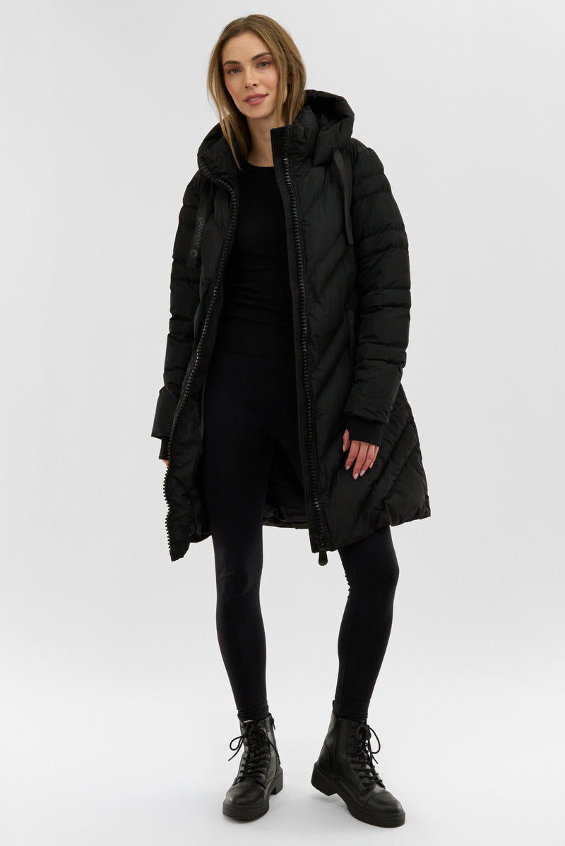 Canada Weather Gear Chevron Quilted Long Parka Jacket - Black - Womens Parka Jackets - Canada Weather Gear