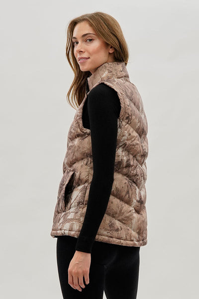 Canada Weather Gear Camo Print Chevron Puffer Vest - Brown