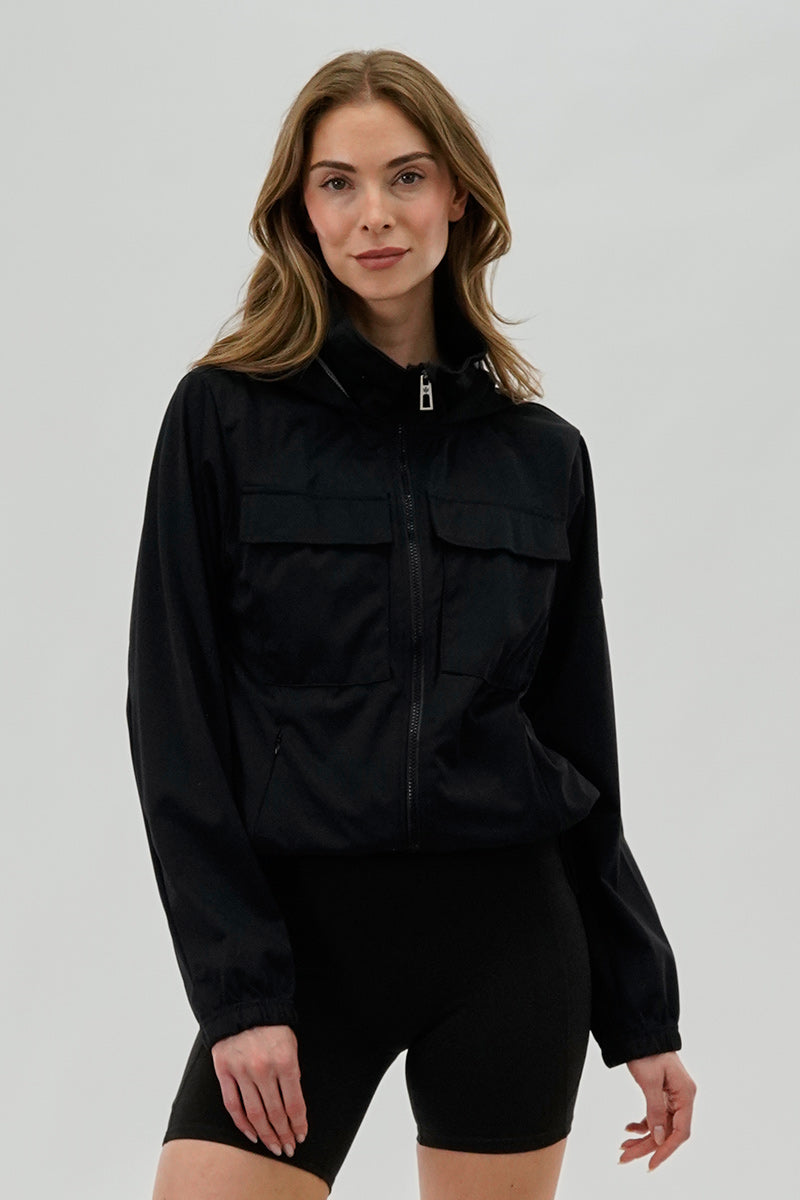 Canada Weather Gear Hooded Utility Lightweight Jacket - Black - Womens Lightweight Jackets - Canada Weather Gear