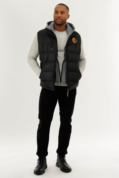 Canada Weather Gear Hooded Puffer Vest - Black - Mens Vests - Canada Weather Gear