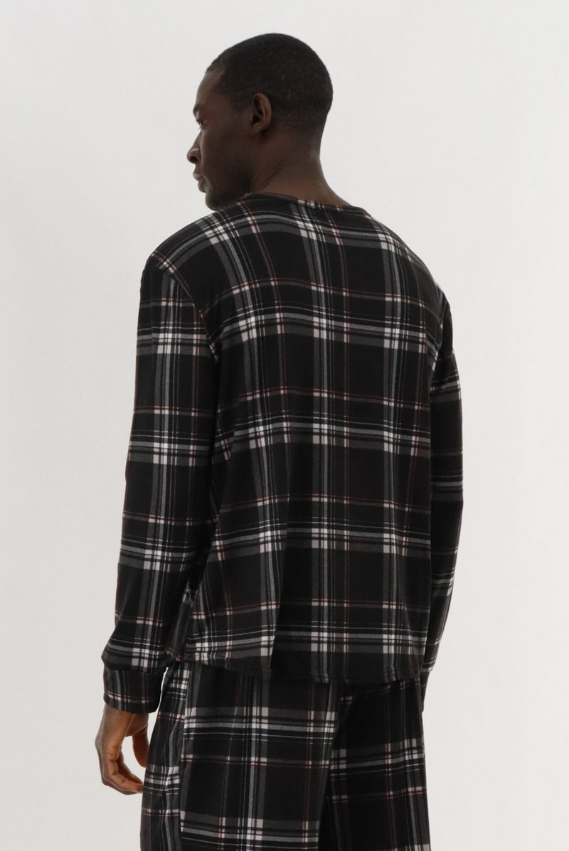 Canada Weather Gear Long Sleeve Printed Pajama Top - Black - Mens Pajamas - Canada Weather Gear