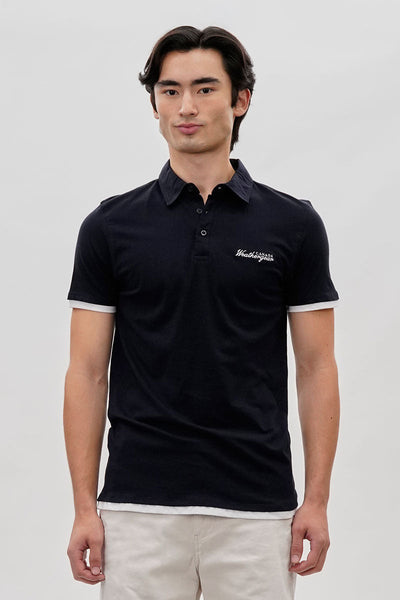 Canada Weather Gear Vintage Short Sleeve Polo Shirt - Navy - Mens Polo Shirts - Canada Weather Gear
