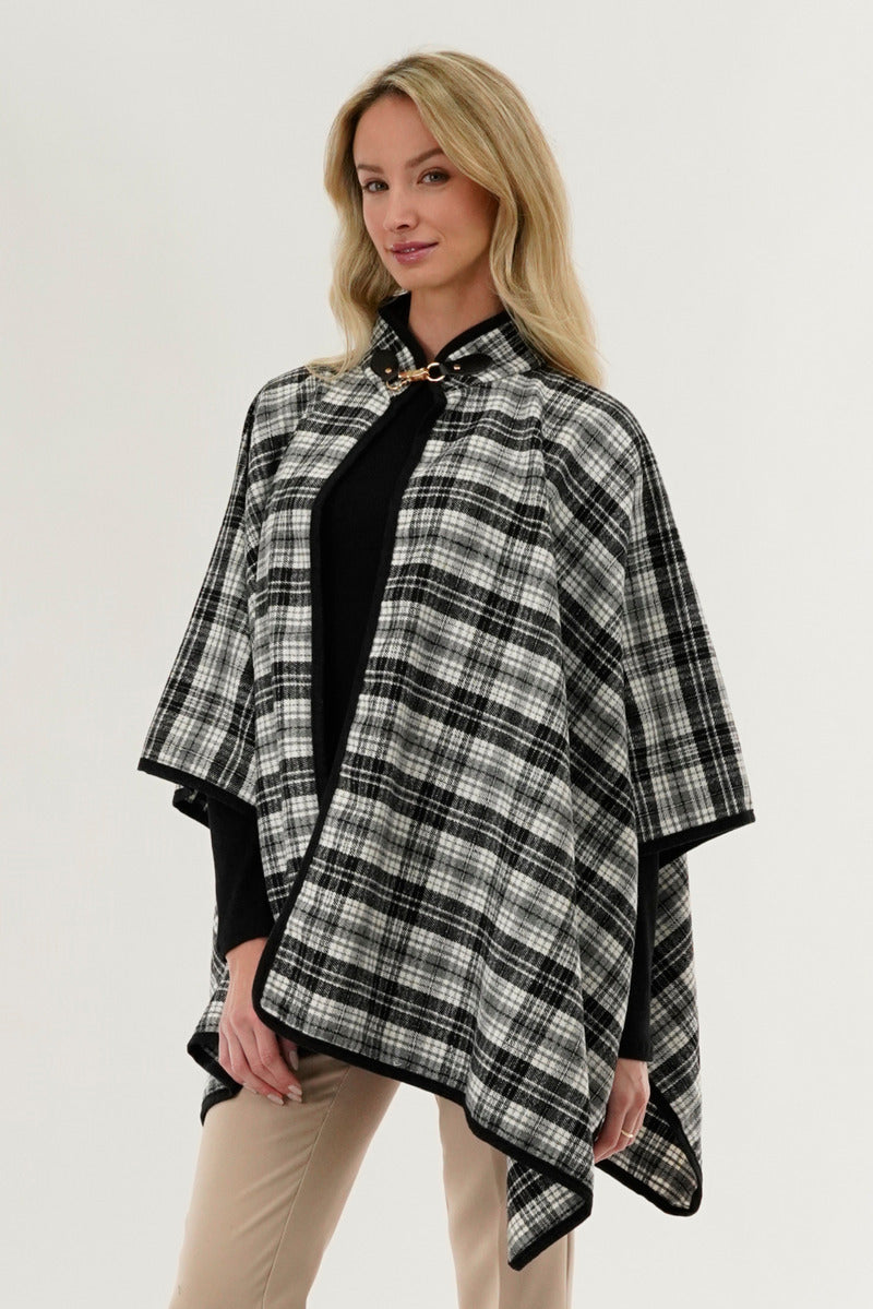 Canada Weather Gear Tartan Plaid Poncho - Grey - Womens Ponchos - Canada Weather Gear