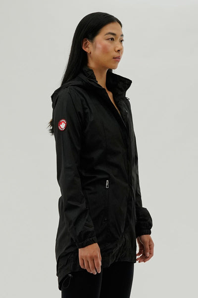 Canada Weather Gear Long Hooded Lightweight Jacket - Black - Womens Moto Jackets - Canada Weather Gear