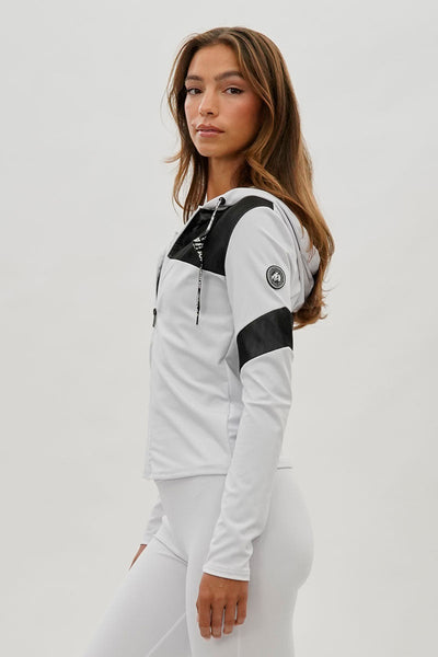 Super Triple Goose Zip Up Mesh Detail Hoodie - White - Womens Hoodies & Sweatshirts - Canada Weather Gear