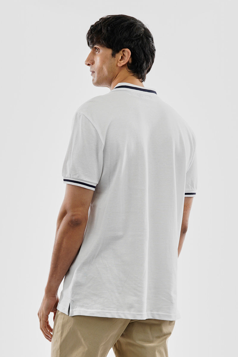 Essentials Super Triple Goose Basic Stripe Polo Shirt - White - Mens Polo Shirts - Canada Weather Gear