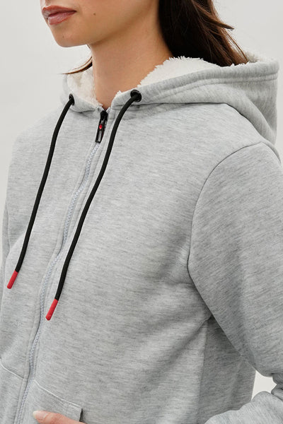 Canada Weather Gear Sherpa Lined Zip Up Lightweight Jacket - Grey - Womens Lightweight Jackets - Canada Weather Gear