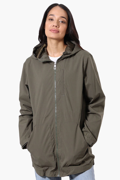 Canada Weather Gear Coated Microfiber Hooded Lightweight Jacket - Olive - Womens Lightweight Jackets - Canada Weather Gear
