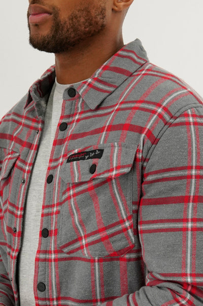 Canada Weather Gear Plaid Plush Lined Lightweight Jacket - Grey - Mens Lightweight Jackets - Canada Weather Gear