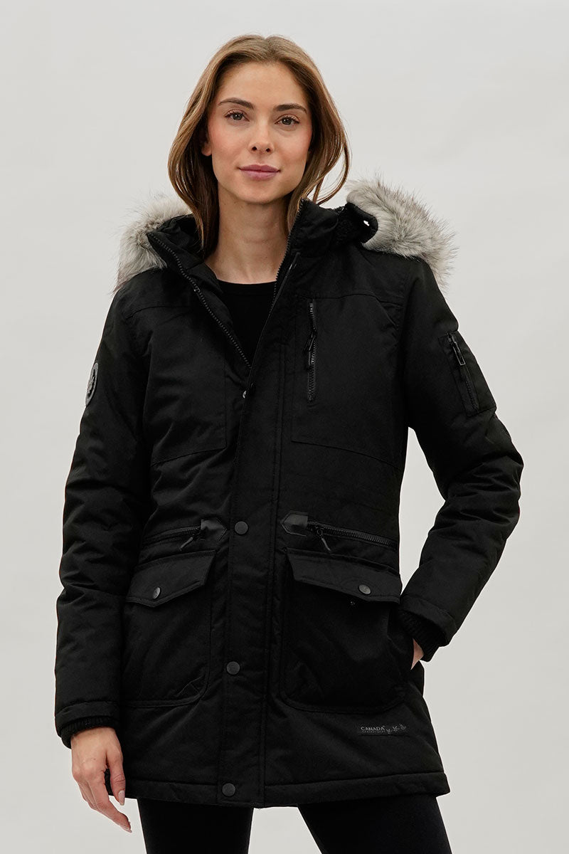 Canada Weather Gear Faux Fur Lined Parka Jacket - Black