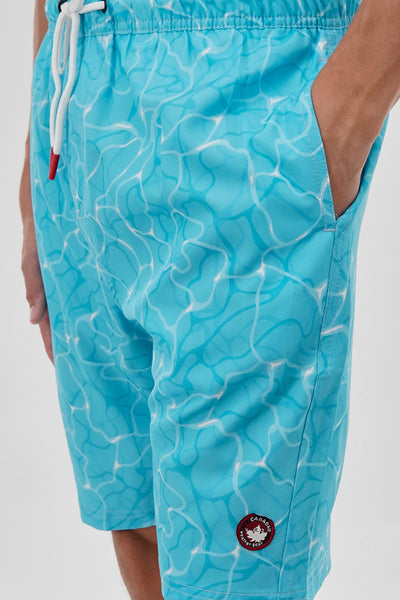 Canada Weather Gear Patterned Elastic Surf Shorts - Aqua - Mens Shorts & Capris - Canada Weather Gear