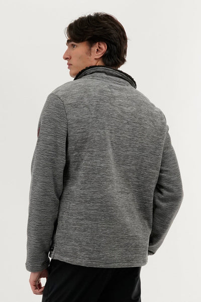 Canada Weather Gear Sherpa Lined 1/4 Zip Pullover Sweater - Grey - Mens Pullover Sweaters - Canada Weather Gear