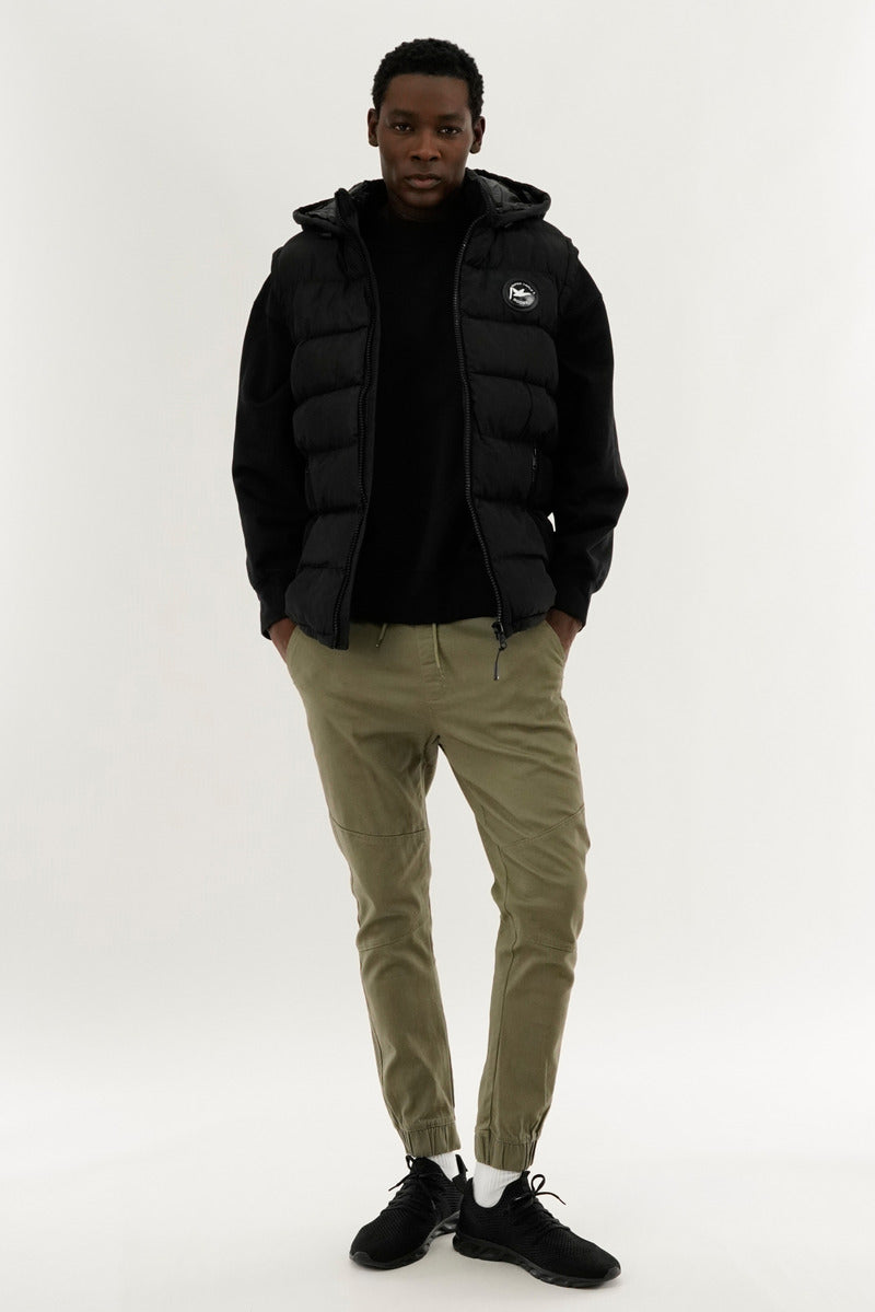 Colour Block Hooded Vest - Black