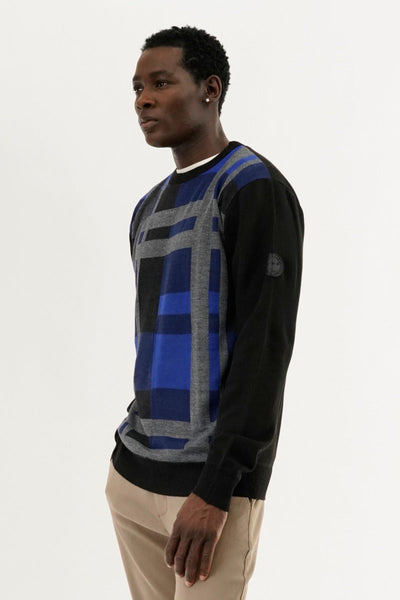 Canada Weather Gear Patterned Crewneck Pullover Sweater - Blue - Mens Pullover Sweaters - Canada Weather Gear