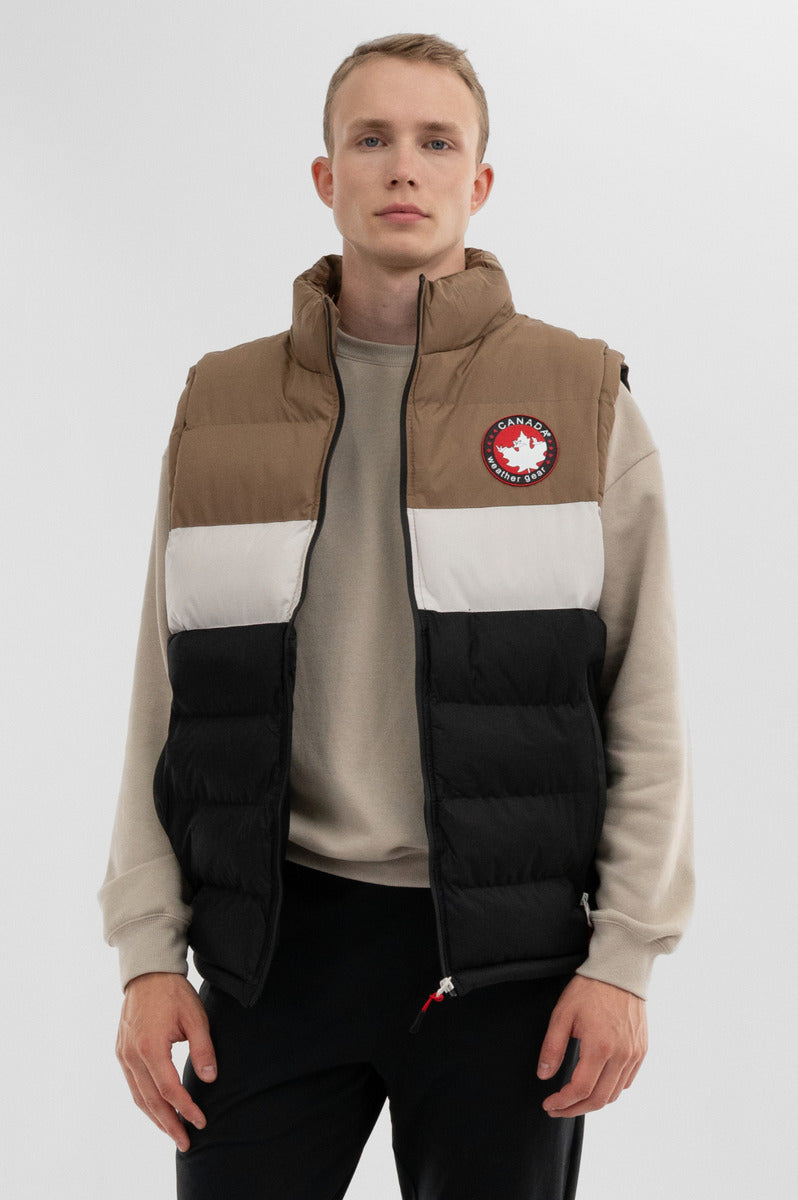 Canada Weather Gear Colour Block Puffer Vest - Taupe