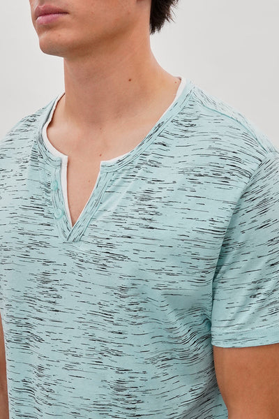 Canada Weather Gear Vintage Short Sleeve Henley Tee - Aqua - Mens Tees & Tank Tops - Canada Weather Gear