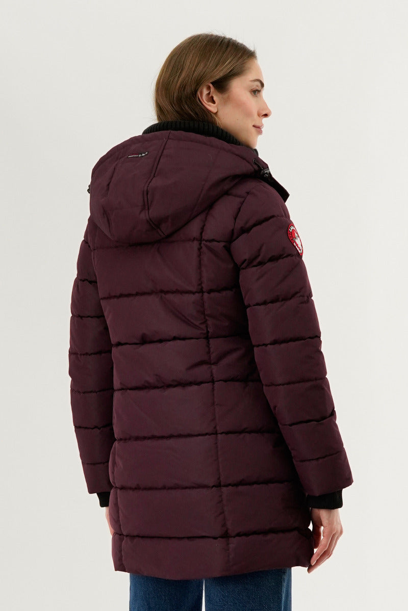 Canada Weather Gear Square Quilted Parka Jacket - Burgundy