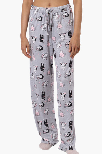 Canada Weather Gear Cat Pattern Wide Leg Pajama Pants - Grey - Womens Pajamas - Canada Weather Gear