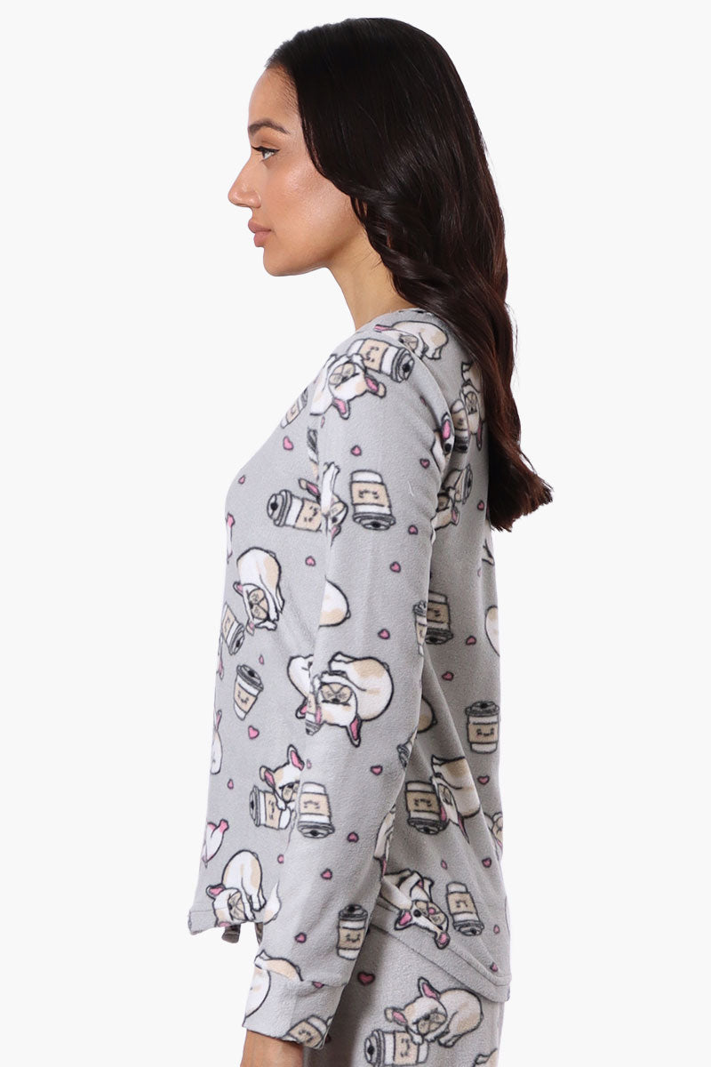 Canada Weather Gear Dog Pattern Pajama Top - Grey - Womens Pajamas - Canada Weather Gear