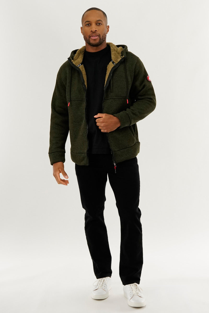 Canada Weather Gear Sherpa Lined Lightweight Jacket - Olive - Mens Lightweight Jackets - Canada Weather Gear