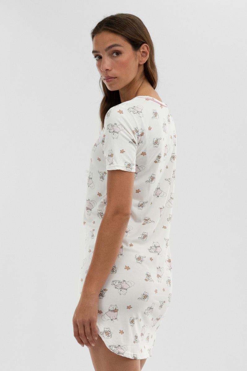 Canada Weather Gear Dog Print Tunic Pajama Top - White - Womens Pajamas - Canada Weather Gear