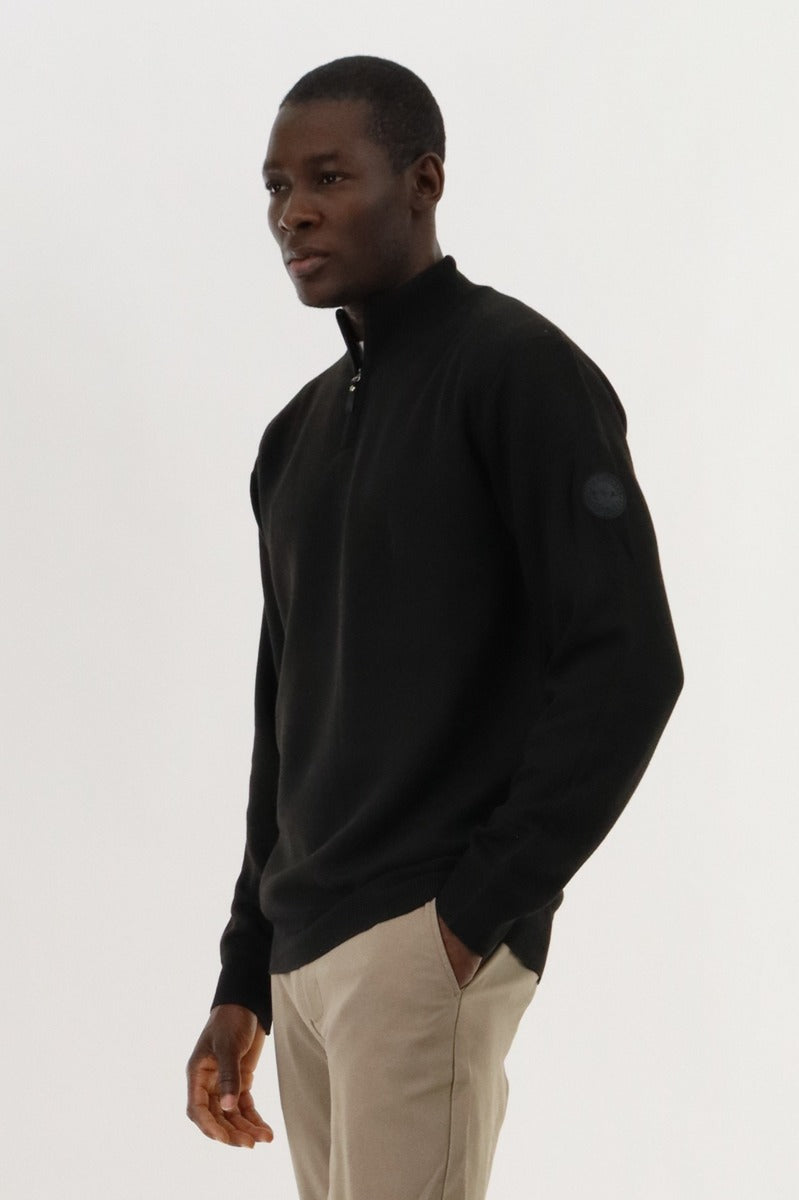 Canada Weather Gear 1/4 Zip Pullover Sweater - Black - Mens Pullover Sweaters - Canada Weather Gear