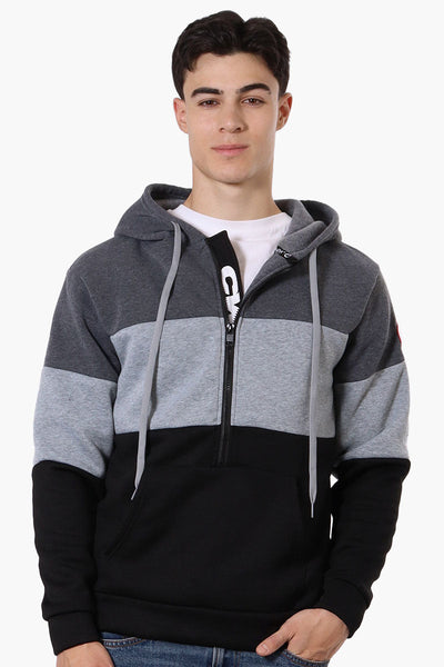 Canada Weather Gear 1/2 Zip Colour Block Hoodie - Grey - Mens Hoodies & Sweatshirts - Canada Weather Gear