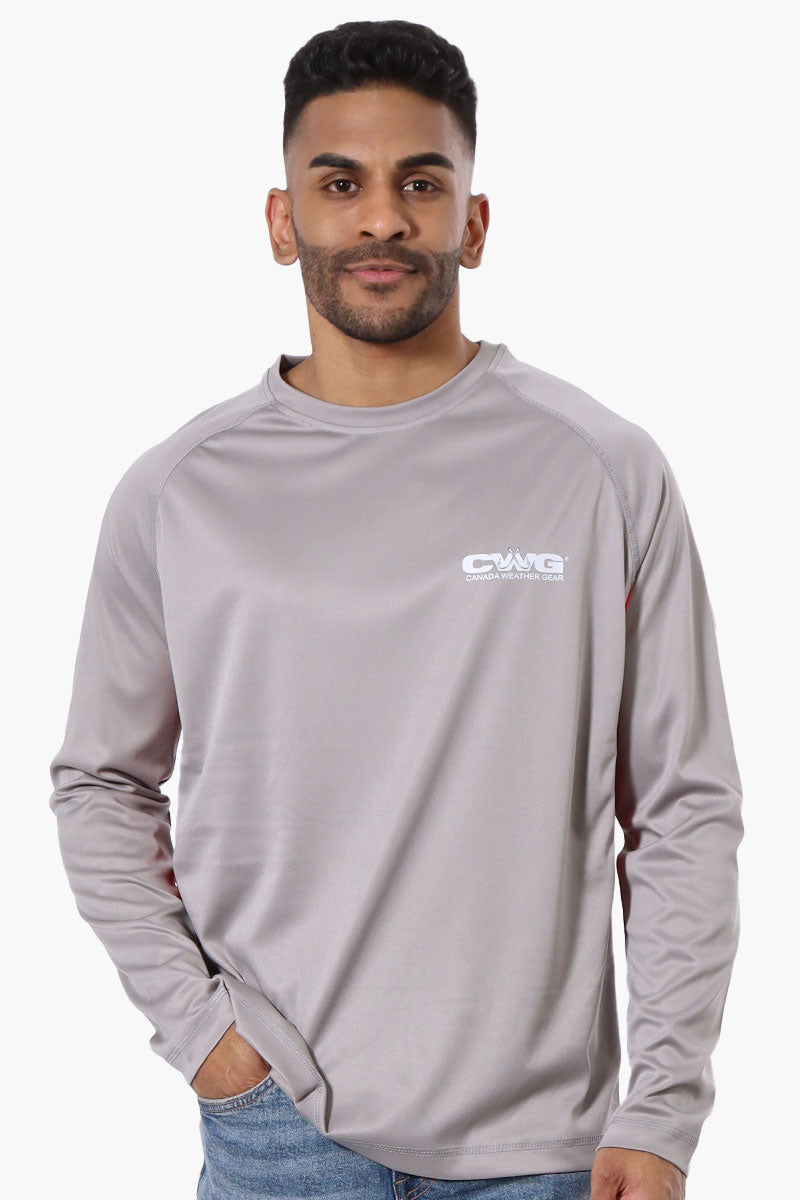 Canada Weather Gear Athletic Chest Logo Long Sleeve Top - Grey - Mens Long Sleeve Tops - Canada Weather Gear