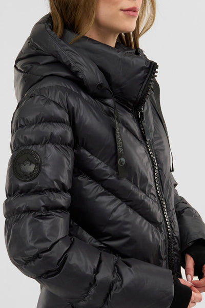 Canada Weather Gear Chevron Quilted Long Parka Jacket - Black - Womens Parka Jackets - Canada Weather Gear