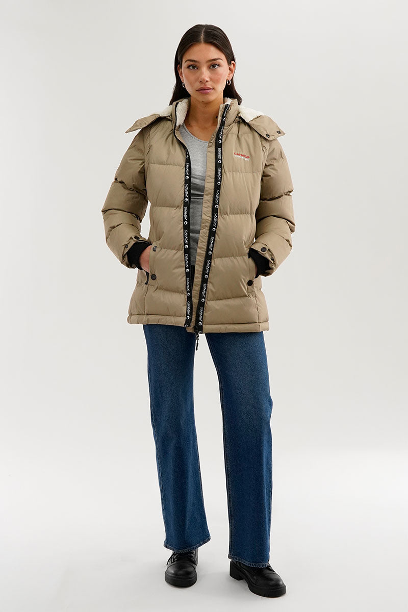 Canada Weather Gear Zip Off Sleeve Parka Jacket - Beige - Womens Parka Jackets - Canada Weather Gear