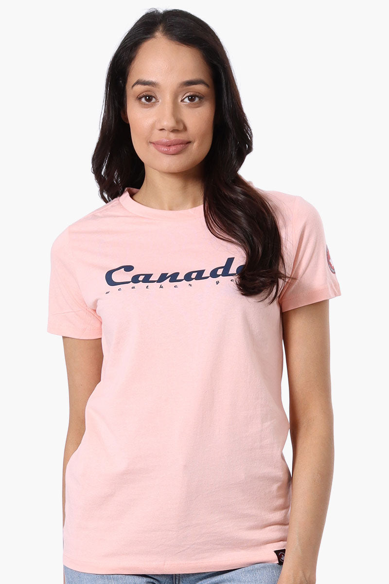 Canada Weather Gear Chest Logo Print Tee - Pink - Womens Tees & Tank Tops - Canada Weather Gear