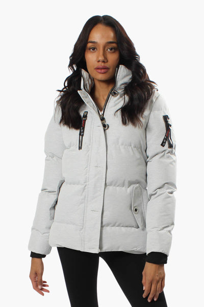 Canada Weather Gear Front Button Puffer Parka Jacket - Grey - Womens Parka Jackets - Canada Weather Gear