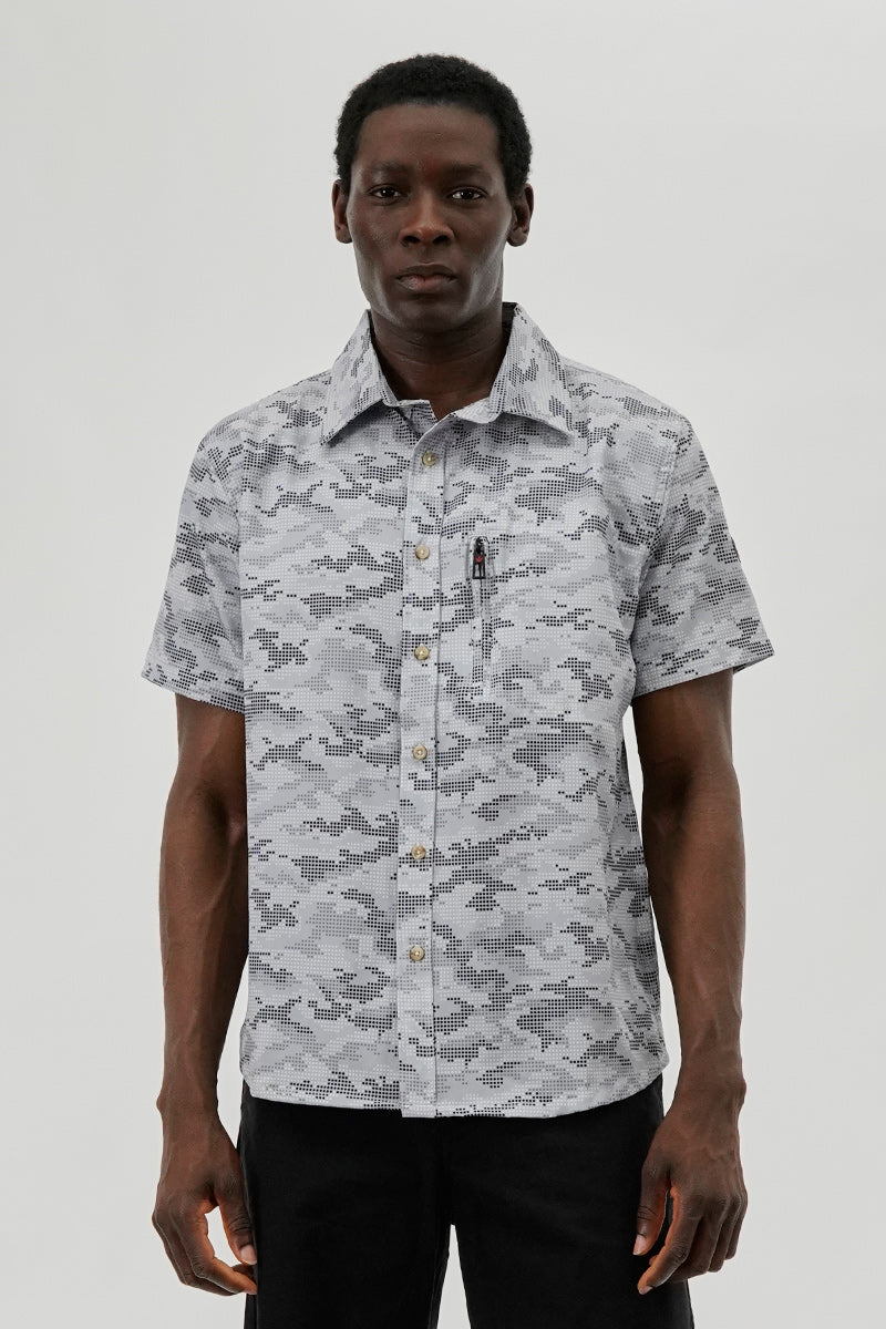 Canada Weather Gear Digi Camo Print Button Up Casual Shirt - Grey - Mens Casual Shirts - International Clothiers