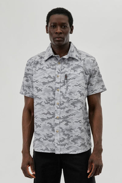 Canada Weather Gear Digi Camo Print Button Up Casual Shirt - Grey - Mens Casual Shirts - International Clothiers