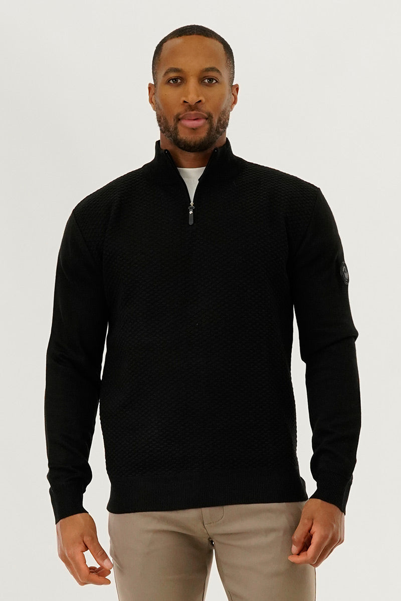 Canada Weather Gear 1/4 Zip Pullover Sweater - Black - Mens Pullover Sweaters - Canada Weather Gear