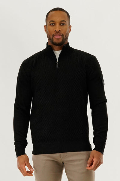 Canada Weather Gear 1/4 Zip Pullover Sweater - Black - Mens Pullover Sweaters - Canada Weather Gear