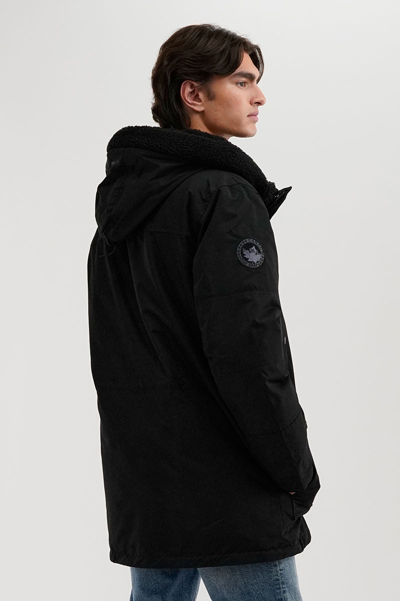 Canada Weather Gear Sherpa Lined Hood Parka Jacket - Black