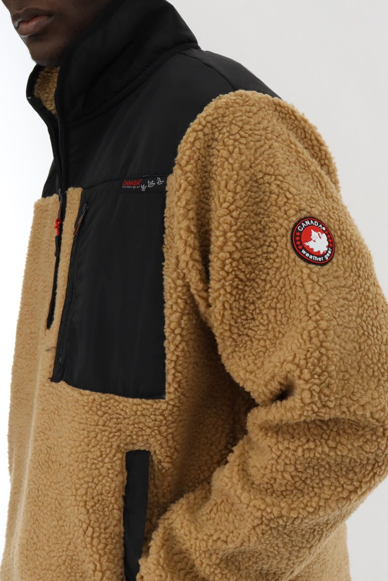 Canada Weather Gear Sherpa Fleece Pullover Sweater - Beige - Mens Pullover Sweaters - Canada Weather Gear