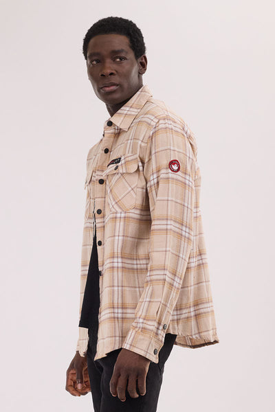 Canada Weather Gear Plaid Button Up Casual Shirt - Cream