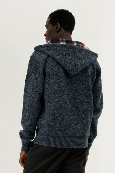 Canada Weather Gear Plaid Lined Zip Up Knit Hoodie - Navy - Mens Hoodies & Sweatshirts - Canada Weather Gear