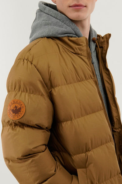 Canada Weather Gear Fleece Quilted Bomber Jacket - Camel - Mens Bomber Jackets - Canada Weather Gear