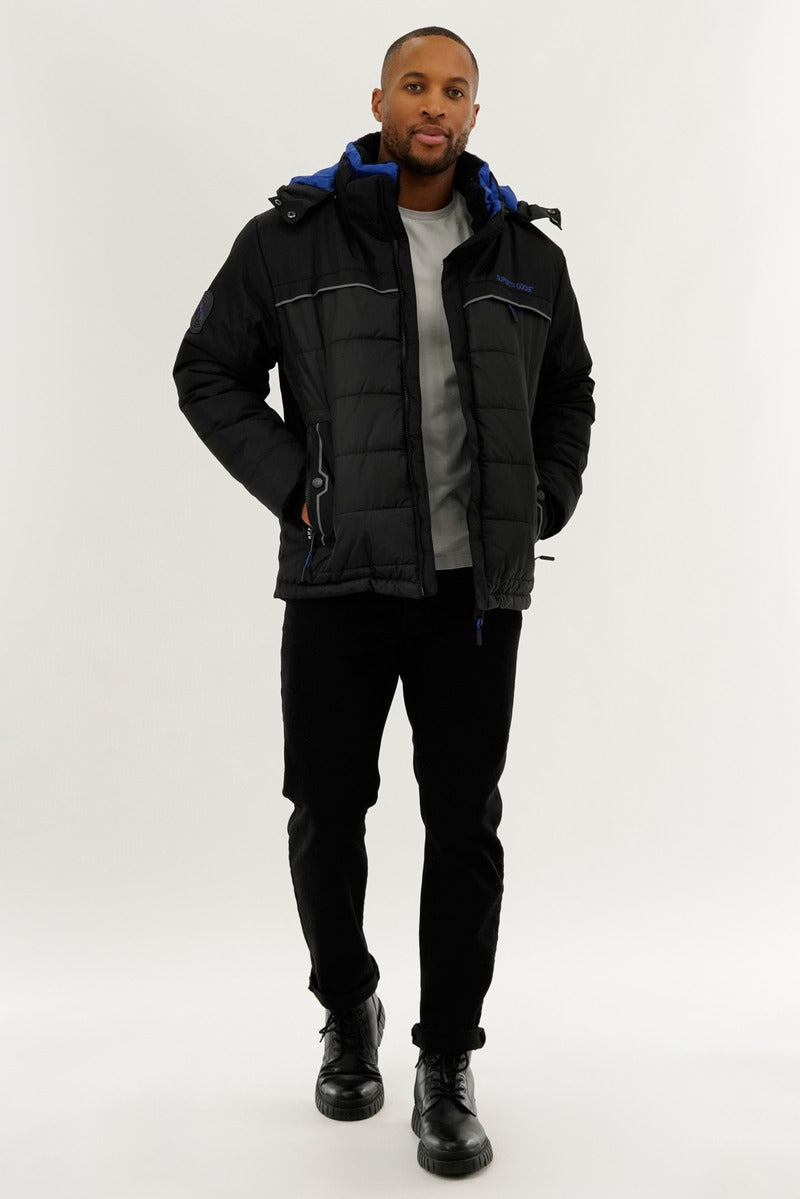 Super Triple Goose Contrast Lining Puffer Bomber Jacket - Blue - Mens Bomber Jackets - Canada Weather Gear
