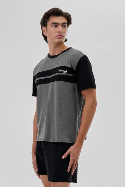 Canada Weather Gear Striped Colour Block Tee - Grey - Mens Tees & Tank Tops - Canada Weather Gear