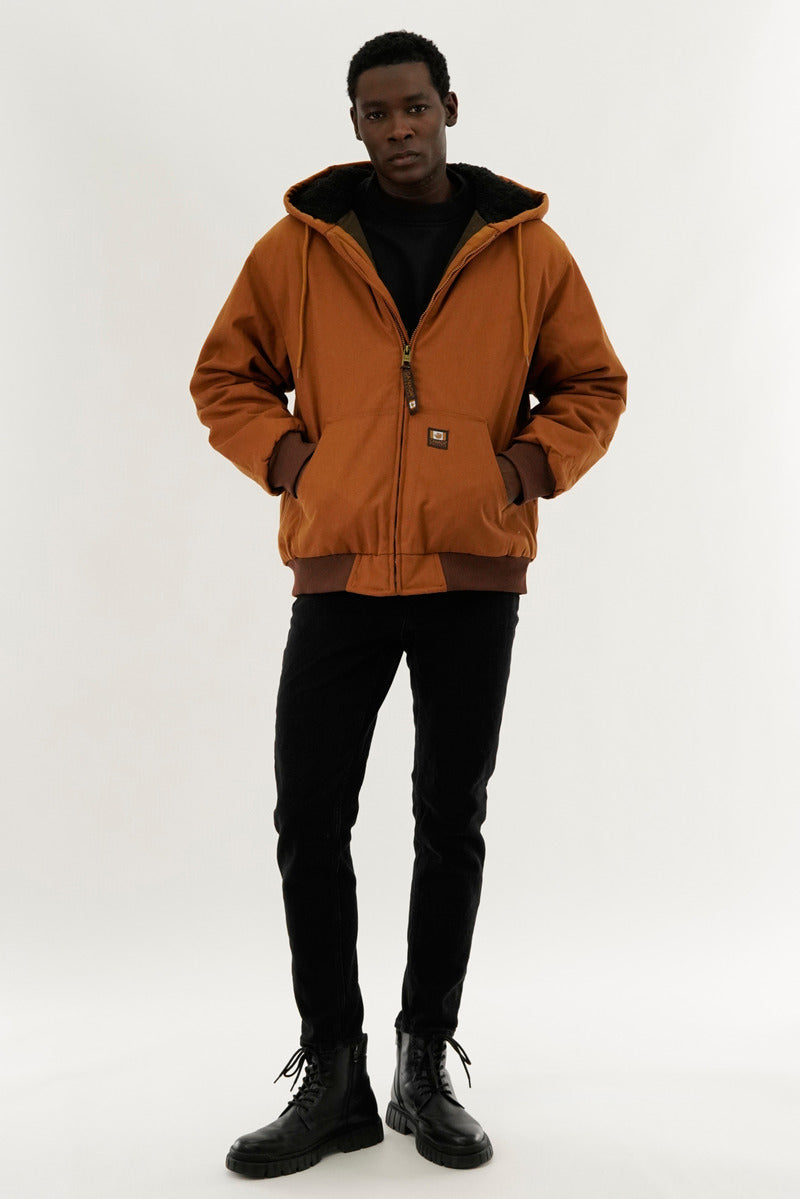 Canada Work Gear Sherpa Lined Bomber Jacket - Caramel - Mens Bomber Jackets - Canada Weather Gear