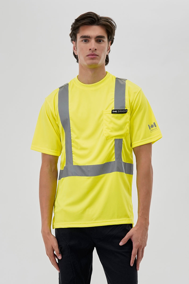 Canada Work Gear Hi-Vis Short Sleeve Tee - Yellow - Mens Tees & Tank Tops - Canada Weather Gear