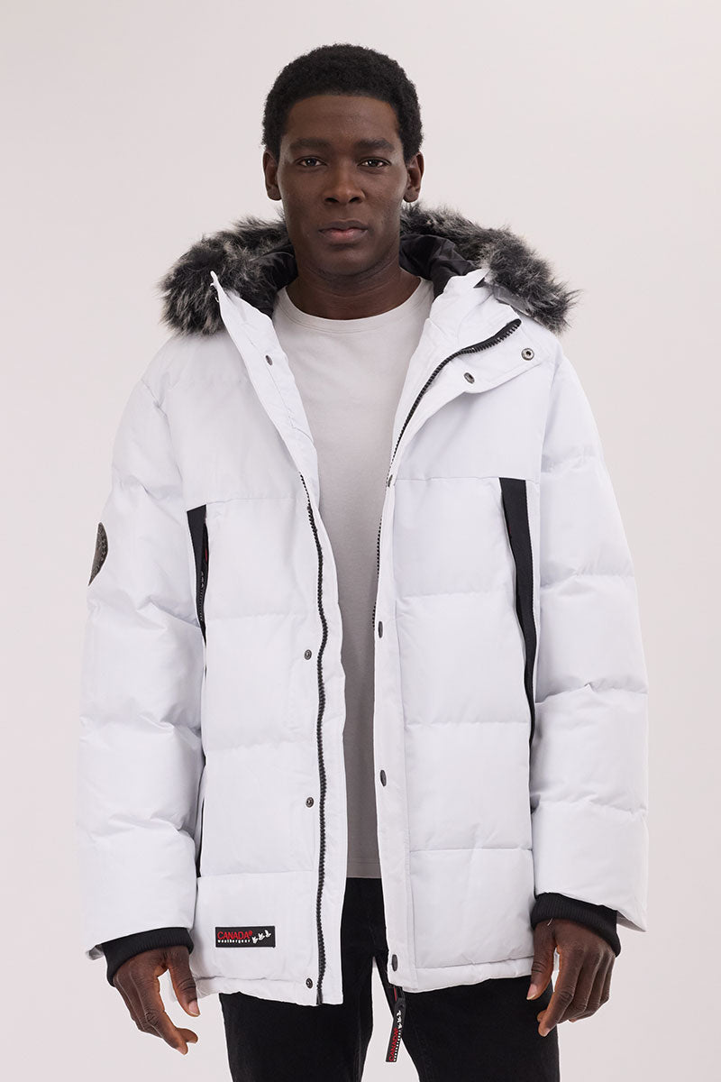 Canada Weather Gear Faux Fur Trim Puffer Parka Jacket - White